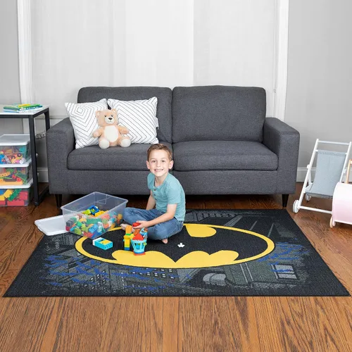 Vista 2 de Franco Alfombra antideslizante para habitación de niños, 69 x 52 pulgadas, Batman