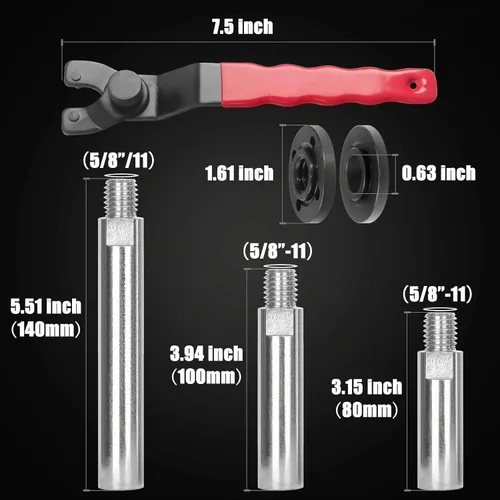 Vista 2 de 12 piezas de kit de accesorios para amoladora angular con tuercas de brida, varilla de conexión de eje extendido para amoladora angular con rosca