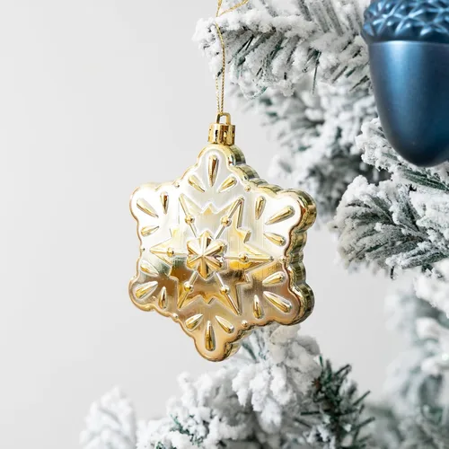 Vista 3 de Juego de 110 adornos de bolas de Navidad, adornos de Navidad surtidos azules y dorados para árbol de Navidad, bolas de plástico irrompibles Azul