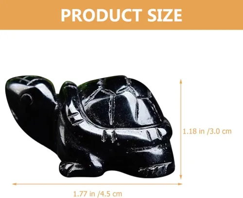 Vista 7 de HOMSFOU Estatua de tortuga de cristal, figura de tortuga de obsidiana negra, escultura natural tallada a mano, escultura de animal coleccionable