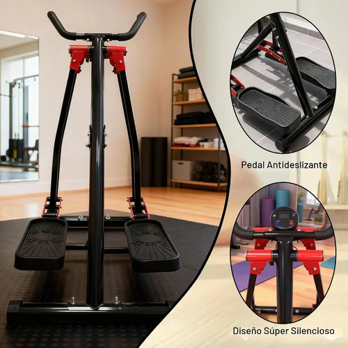 Vista 5 de Máquina de ejercicios Air Walker, entrenador elíptico Space Walker con pantalla LCD, resistencia ajustable para uso doméstico