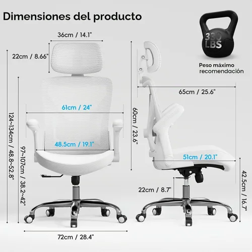 Vista 3 de [Usado] Ergalithic Silla de Oficina para Casa Ergonómica - Silla de Escritorio en Forma de X para Computadora de Malla con Cuero de PU, Soporte