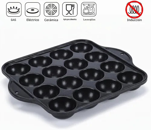 Vista 5 de CookKing - Sartén antiadherente TAKOYAKI para parrilla/placa de cocción, fabricada en Corea