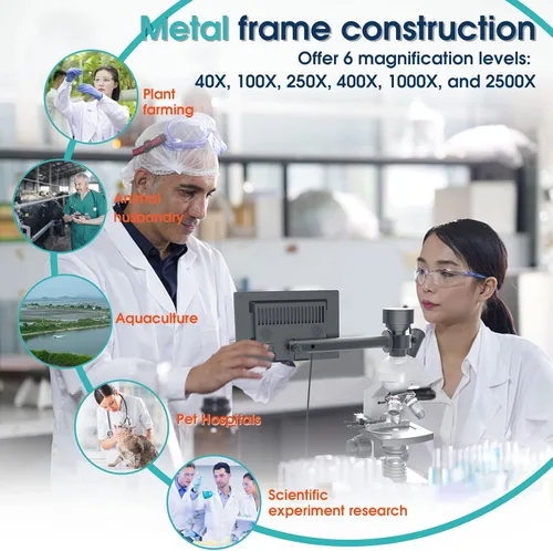 Vista 7 de Microscopios monoculares compuestos de laboratorio con temperatura constante, microscopio de doble visión para adultos estudiantes con aumento
