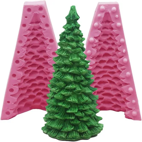 Vista 7 de Molde de vela de silicona para árbol de Navidad 3D para hacer velas, moldes de jabón de silicona de pino de Navidad, decoración de tartas