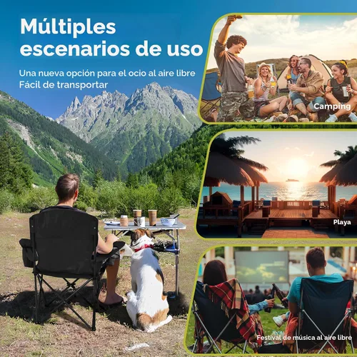 Vista 8 de Silla de camping ALPHA CAMP 2 Pack Silla portátil con enfriador de 3 latas Silla plegable con bolsillo lateral y portavasos, plegable para camping
