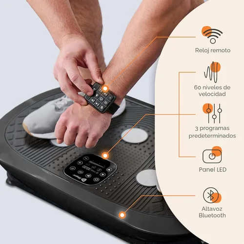 Vista 5 de Lifepro Rumblex Plus/Pro 4D Vibration Plate Exercise Machine with 60 Speeds 3 Motors, 7 Training Modes, Bluetooth Speaker, Wristband Remote