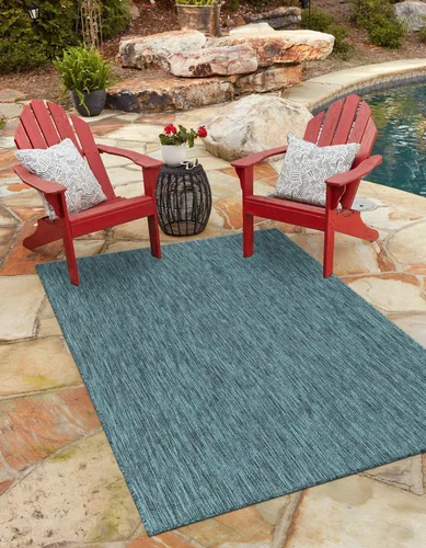 Vista 107 de Unique Loom Collection - Alfombra casual de transición sólida jaspeada para interiores y exteriores