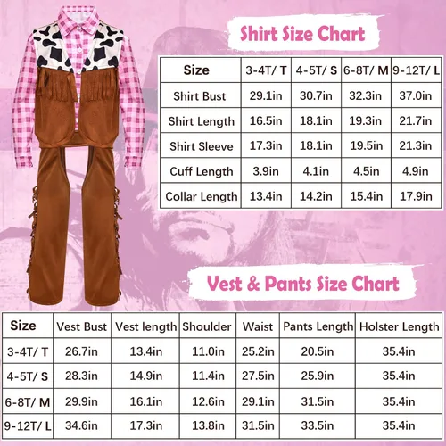 Vista 6 de Tacobear Disfraz de vaquera para niñas, sombrero occidental rosa, bandana, trajes de Halloween, juego de rol, cosplay de vaquero para niños