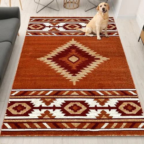 Vista 20 de YHSF South West - alfombra nativa americana del suroeste, fácil de limpiar, gruesa, suave y duradera, alfombra tribal inspirada en indios americanos