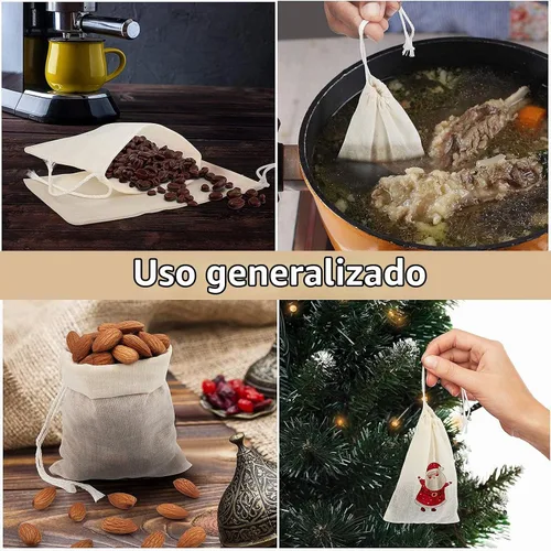 Vista 5 de 50 bolsas de muselina de algodón de 3.94 x 3.15 pulgadas, bolsas ecológicas con cordón para bolsitas reutilizables, manualidades, tés, especias 3.94