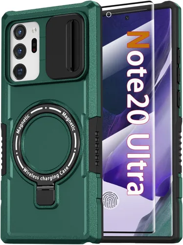 Vista 107 de Funda magnética para Samsung Galaxy Note 20 Ultra con soporte de anillo [con protector de pantalla] [Compatible con carga inalámbrica MagSafe] Funda