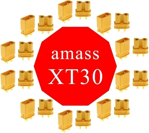 Vista 5 de Amass 20 pares XT30U (XT30 Upgrade) macho hembra bala conectores de alimentación con termorretráctil para batería RC Lipo