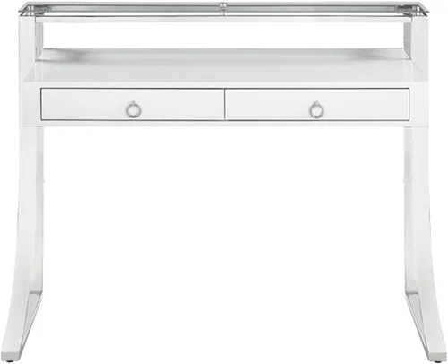 Vista 5 de Coaster Fine Furniture Gemma - Escritorio con 2 cajones, color blanco brillante y cromado