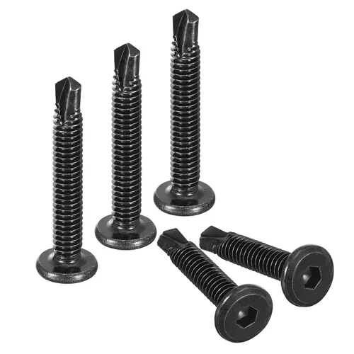 Vista 19 de uxcell Tornillos Autorroscantes de Encaje Hexagonal, 1/4 x 1 Acero Inoxidable 410 Tornillo de Perforación de Cabeza Plana para Chapa Metálica 100