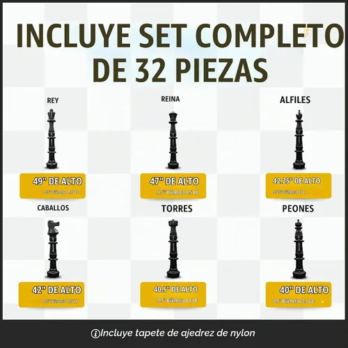 Vista 3 de MegaChess Juego de ajedrez gigante con tamaño King de 49 pulgadas de alto, un juego de ajedrez grande para familias que buscan juegos gigantes al