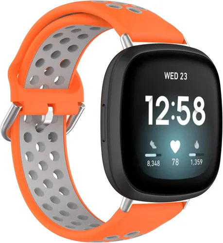 Vista 9 de BabyValley Correa compatible con Fitbit Versa 4/Versa 3/Sense Banda de silicona + conector de metal Correa de pulsera transpirable Correa de reloj