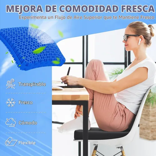 Vista 3 de TushGuard Cojín de asiento de gel para estar sentado durante mucho tiempo Negro y azul