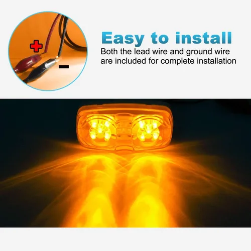 Vista 12 de Partsam 10x luz de marcador LED de doble burbuja ojo de tigre, [aprobada por DOT] 2x4 rectangular ámbar 10 LED para remolque, RV, camioneta, luces