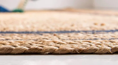 Vista 5 de Unique Loom Colección de yute trenzado de calidad clásica, tejida a mano con diseño costero, 2 pies 0 pulgadas x 3 pies 0 pulgadas, natural/azul