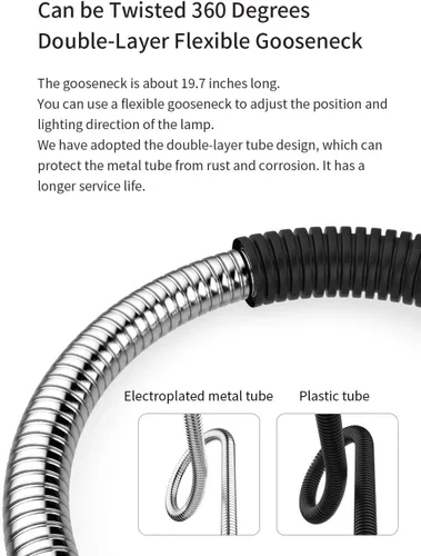 Vista 4 de Luz de Escritorio de Trabajo, Luz de Trabajo para Máquina, Luz LED Flexible de Cuello de Cisne 700 Lúmenes IP66 Resistente al Agua y al Polvo