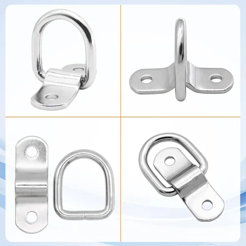 Vista 4 de Anclaje de amarre con anillo en D, 10 anillos en D de acero inoxidable de 1/4 pulgadas, anillos en D de amarre resistentes, anillo de anclaje