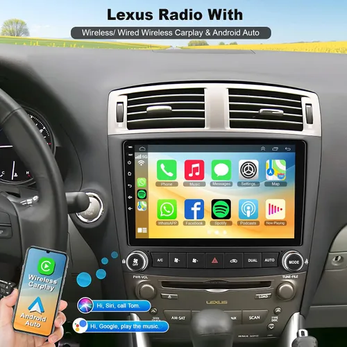 Vista 3 de Radio estéreo de coche para Lexus IS250 IS350 2006 2007 2008 2009 2010 2011 2012,10 pulgadas QLED pantalla táctil con CarPlay inalámbrico y Android
