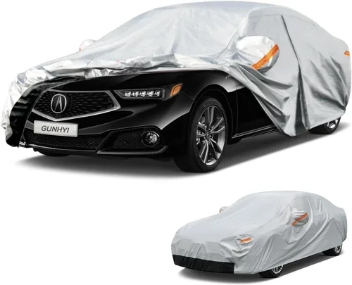 Vista 31 de GUNHYI - Funda de automóvil de 6 capas para Tesla Model 3 (2017-2025), impermeable para todo tipo de clima, protección UV contra la nieve, el sol
