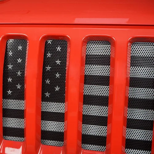 Vista 4 de Hooke Road Inserto de rejilla frontal de malla para Jeep Gladiator JT/Jeep Wrangler JL 2018 2019 2020 2021 2022 2023 2024 2025 – Bandera de Estados