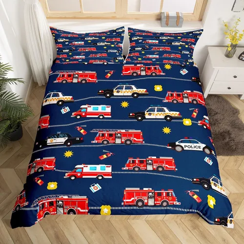 Vista 19 de Feelyou Race Car Duvet Cover Twin Size Boys Girls Speed Sports Car Bedding Set Breathable Soft Racing Comforter Cover 2Pcs Black White Checked Azure