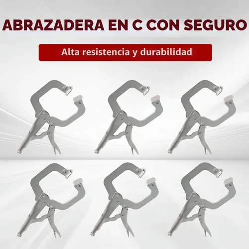 Vista 5 de findmall 6 abrazaderas C de bloqueo de 11 pulgadas con almohadillas giratorias, mesa de alicates de bloqueo tipo C de alta resistencia y agarre
