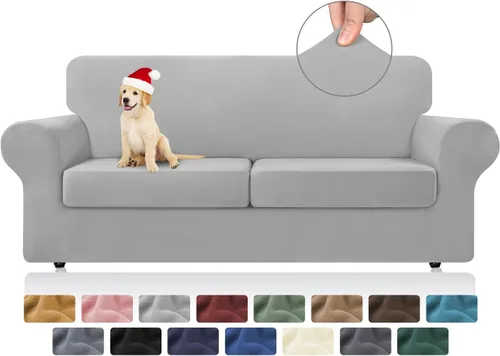 Vista 16 de KEKUOU 4 piezas de fundas elásticas para sofá de 3 cojines, fundas para sofá para mascotas, fundas para sofá lavables, suaves y elásticas, protector
