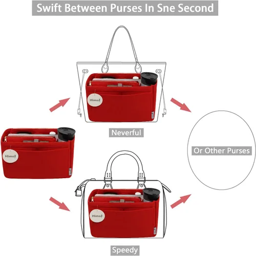 Vista 6 de Organizador de bolso, organizador de bolso, organizador de bolsa, perfecto para Speedy Neverfull y más, 5 tamaños (M, rojo)