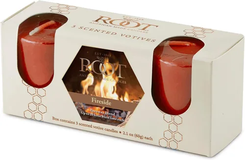 Vista 16 de Root Candles Velas votivas perfumadas de otoño, mezcla de cera de abeja, hechas a mano de 20 horas, 3 unidades, sidra caliente