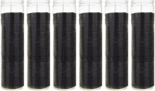 Vista 19 de Mega Candles 1 pieza Velas de Oración Devocional de Recipiente de Vidrio Negro Sin Aroma de 7 Días, Vela de Cera Premium 2 Pulgadas x 8 Pulgadas