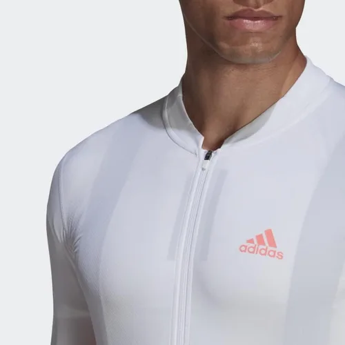 Vista 8 de adidas Maillot de ciclismo de manga corta para hombre, Blancorojo ácido