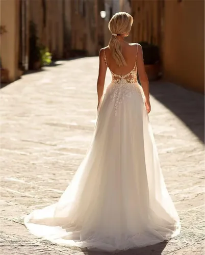 Vista 51 de Vestido de novia formal sin tirantes con encaje, largo de sirena para mujer 2019 WD162
