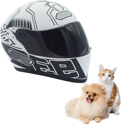 Vista 10 de Casco de motocicleta para mascotas para gato/perro, cara completa, al aire libre, negro