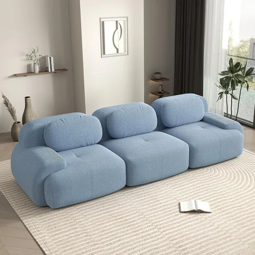 Vista 20 de Sofá biplaza moderno de 80 pulgadas para sala de estar, sofá de pana en forma de nube con asiento profundo, sofá modular negro, sofás de dos plazas