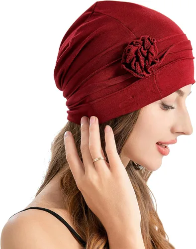 Vista 20 de ZLYC Gorro de verano para mujer, gorro elástico de quimioterapia con flores Blanco floral