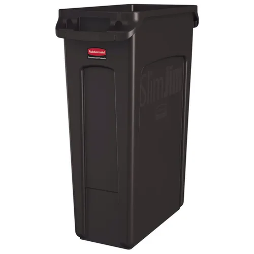 Vista 14 de Rubbermaid Commercial Products - Basurero de reciclaje, diseño rectangular con canales de ventilación, modelo Slim Jim, Beige