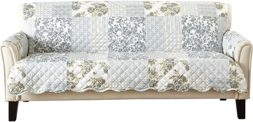 Vista 49 de Great Bay Home Funda reversible de retazos reclinable, lavable, protector de muebles con correas elásticas, perfecta para niños y mascotas, detalle
