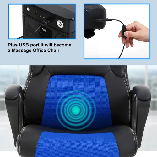 Vista 5 de Silla de juegos de PC, silla de oficina de masaje, silla de carreras, silla de escritorio ergonómica con soporte lumbar, silla ejecutiva ajustable