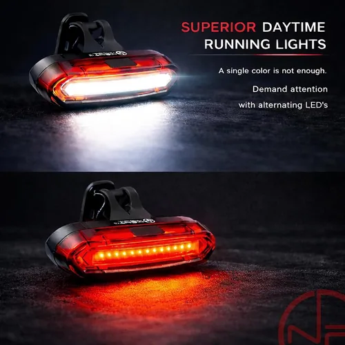 Vista 5 de Super Bright Rear Bike Light - Red & White Back LED - USB-C Rechargeable 14hr Max - Best Safety Flashing Lights - Visible for Night Riding, Adults