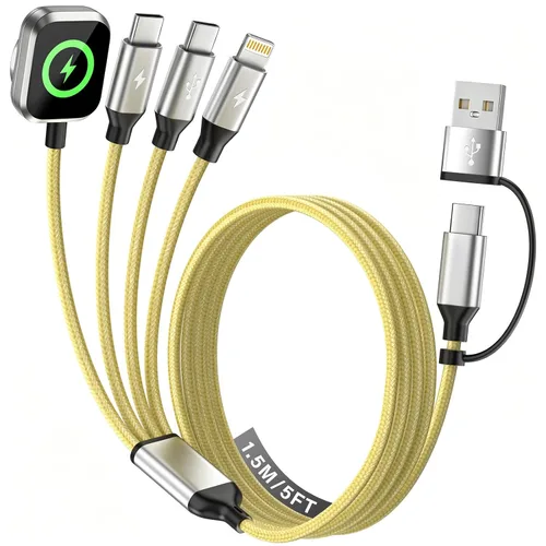 Vista 15 de Cruise Essentials Cable de Carga 4 en 2 para Cargador Apple iWatch/iPhone 17/Lightning/Micro, Cable Cord de Carga Múltiple de Viaje Compatible