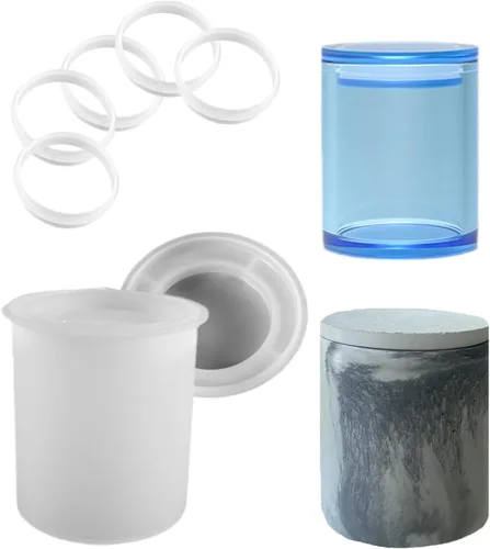 Vista 18 de Juego de Moldes para Botellas de Vela con Tapas, Moldes de Vaso de Vela Creativos de Silicona, Moldes de Botella de Hormigón con Rayas Redondas