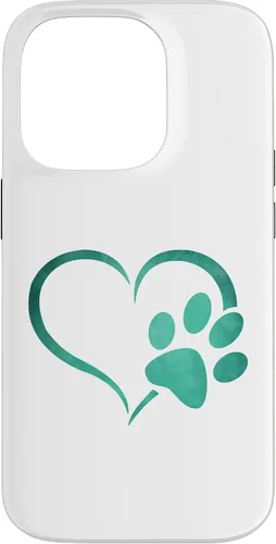 Vista 17 de Vintage green Dog Paw Print heart For Dogs Lover Case for iPhone 16