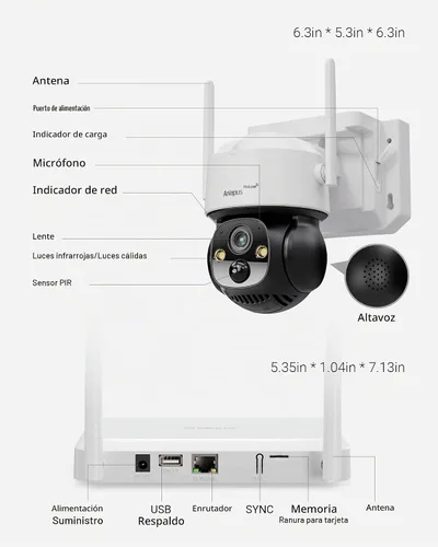 Vista 8 de Anlapus 4MP 360 ° Pan Tilt Solar 4 cámara sistema de seguridad inalámbrico