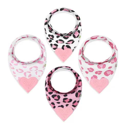 Vista 9 de Pickle & Olive Baberos de dentición bandana para bebé con mordedor de silicona adjunto, juego de 4 - ciervo azul
