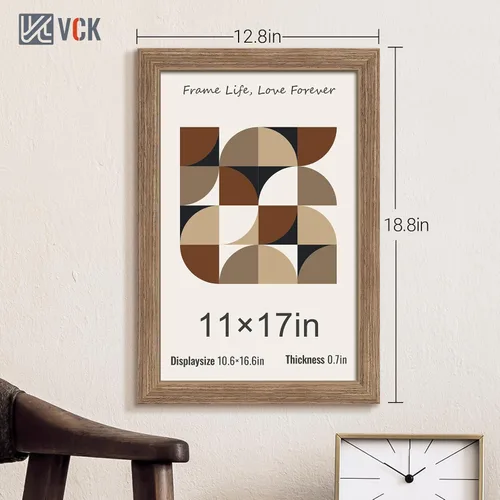 Vista 361 de VCK Marcos para póster de madera maciza de 22.375 x 34 pulgadas, marco de fotos A1 negro con montaje en pared, paquete de 3